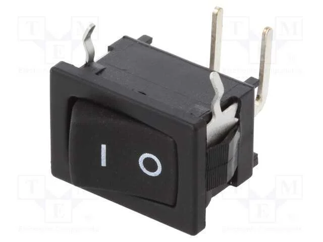 ROCKER, SPST, Pos: 2, ON-OFF, 5A/250VAC, 10A/30VD.