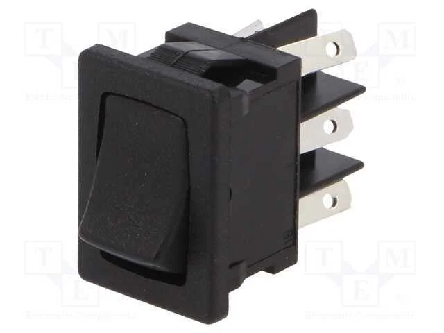 ROCKER, DPDT, Pos: 2, ON-ON, 10A/125VAC, preto, S.