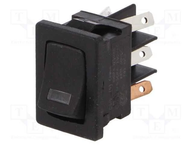 ROCKER, DPST, Pos: 2, ON-OFF, 10A/125VAC, preto, .