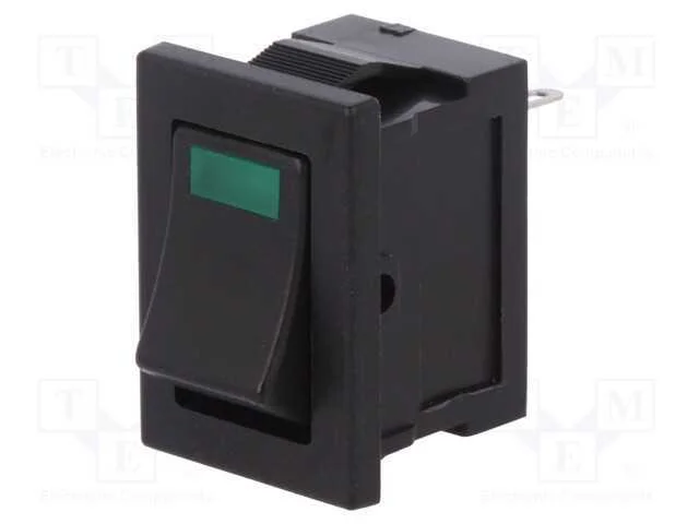 ROCKER, SPST, Pos: 2, ON-OFF, 3A/250VAC, preto, L.