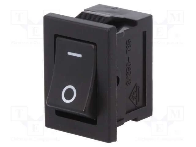 ROCKER, SPST, Pos: 2, ON-OFF, 3A/250VAC, preto, n.