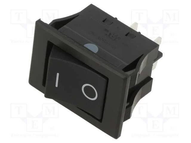 ROCKER, DPST, Pos: 2, ON-OFF, 16A/250VAC, 5A/72VD.