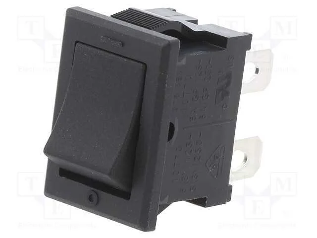 ROCKER, DPST, Pos: 2, ON-OFF, 10A/125VAC, preto, .