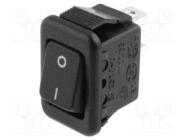 ROCKER, SPST, Pos: 2, ON-OFF, 3A/250VAC, preto, n.