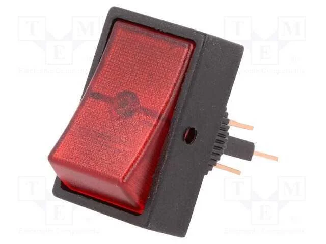 ROCKER, SPST, Pos: 2, ON-OFF, 30A/12VDC, vermelho.