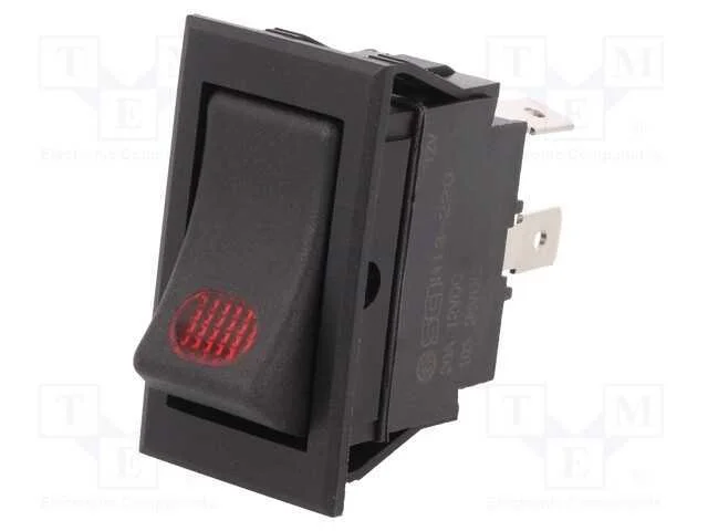 ROCKER, SPST, Pos: 2, ON-OFF, 20A/12VDC, preto, L.