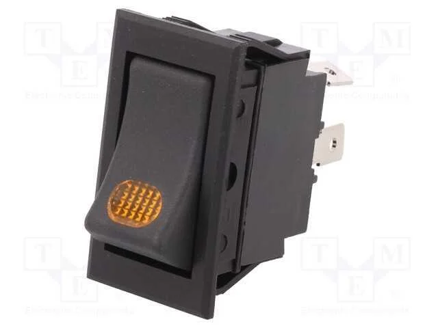 ROCKER, SPST, Pos: 2, ON-OFF, 20A/12VDC, preto, L.