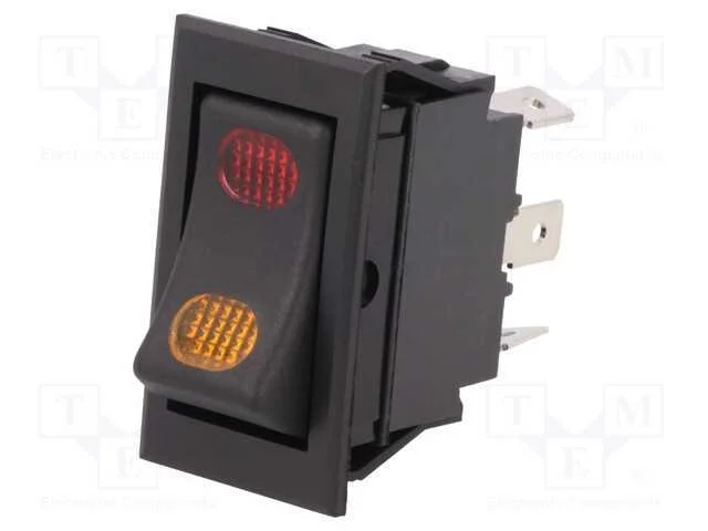 ROCKER, SPDT, Pos: 2, ON-ON, 20A/12VDC, preto, LE.