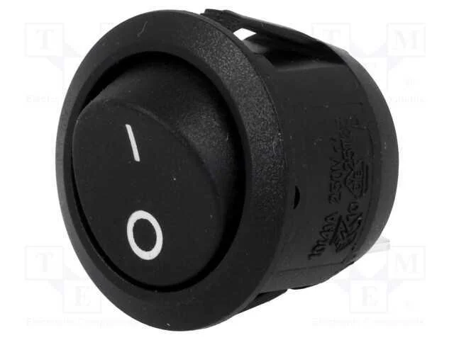 Rocker, Spst, Pos: 2, On-Off, 10a/250vac, Preto, N&atilde;o Disp, 50mo