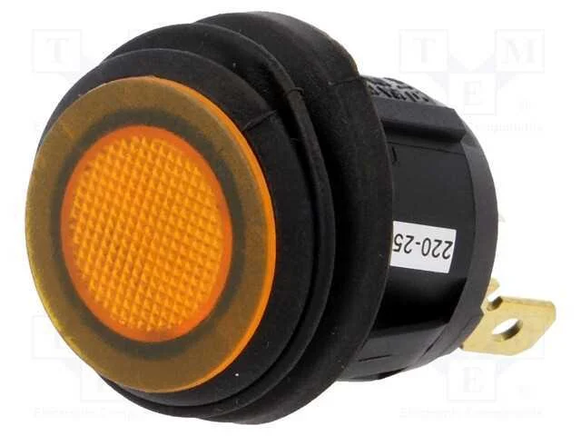 ROCKER, SPST, Pos: 2, ON-OFF, 10A/250VAC, laranja.