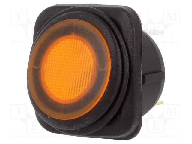ROCKER, SPST, Pos: 2, ON-OFF, 10A/250VAC, 25A/12V.