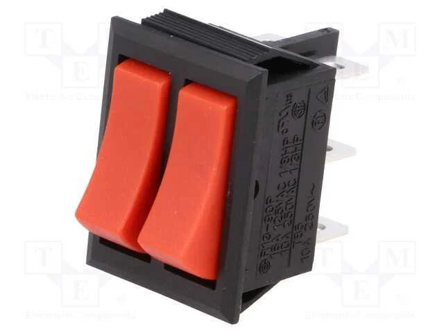 ROCKER, SPDT x2, Pos: 2, ON-ON + ON-ON, 10A/250VA.