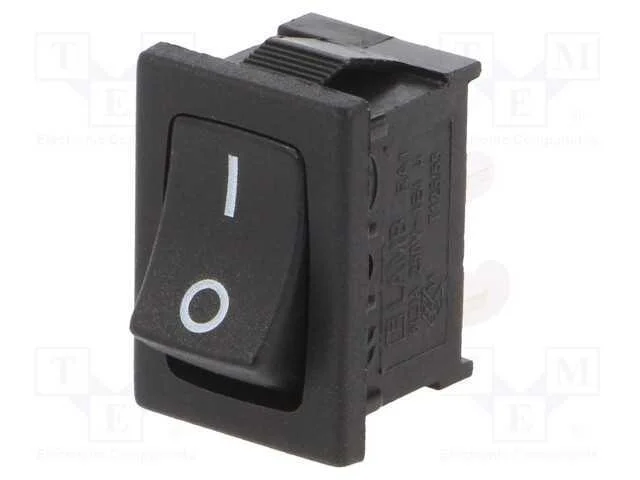 ROCKER, SPST-NO, Pos: 2, ON-OFF, 4A/250VAC, preto.