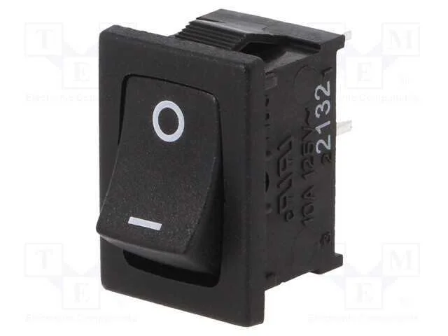 ROCKER, SPST-NO, Pos: 2, ON-OFF, 4A/250VAC, preto.