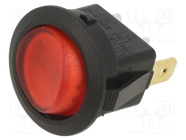 ROCKER, SPST-NO, Pos: 2, OFF-ON, 16A/125VAC, tran.