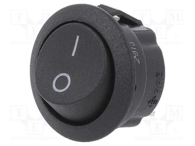 Rocker, Spst-No, Pos: 2, On-Off, 10a/250vac, Preto, 20mo, -20&divide;125c