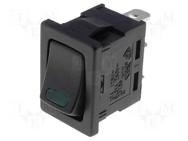 ROCKER, SPST, Pos: 2, ON-OFF, 16A/12VDC, preto, L.