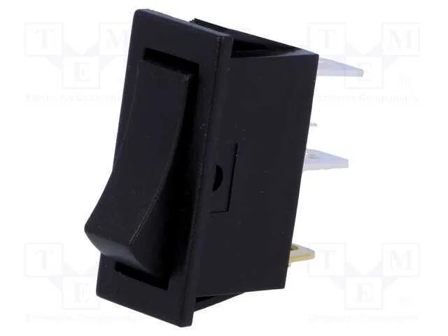 ROCKER, SPST, Pos: 2, OFF-(ON), 10A/250VAC, preto.