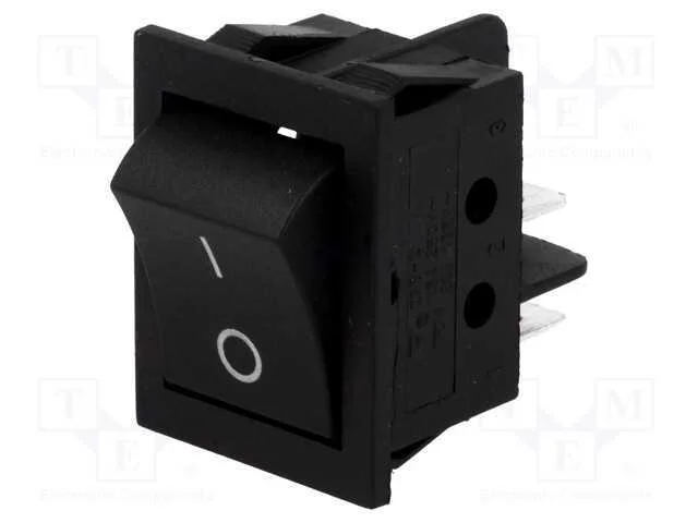 ROCKER, DPST, Pos: 2, ON-OFF, 15A/250VAC, preto, .