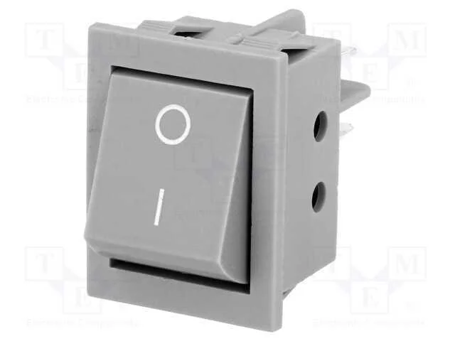 ROCKER, DPST, Pos: 2, ON-OFF, 15A/250VAC, cinzent.