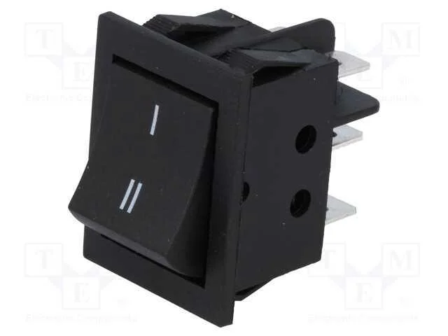 ROCKER, DPDT, Pos: 2, ON-ON, 15A/250VAC, preto, n.