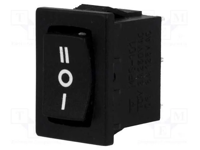 ROCKER, SP3T, Pos: 3, ON-OFF-ON, 3A/250VAC, preto.