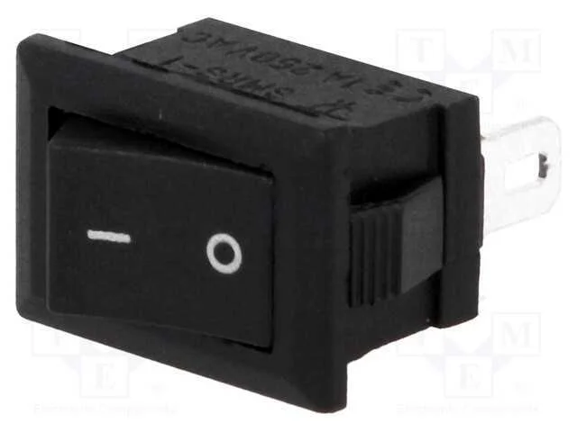 ROCKER, SPST, Pos: 2, ON-OFF, 1A/250VAC, preto, n.