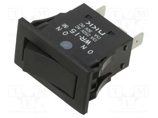ROCKER, SPST, Pos: 2, ON-(ON), 15A/250VAC, 15A/30.