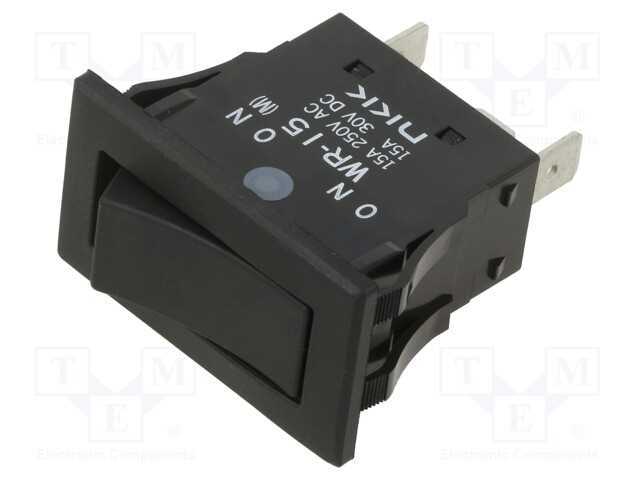 Rocker, Spst, Pos: 2, On-(On), 15a/250vac, 15a/30vdc, Não Disp.