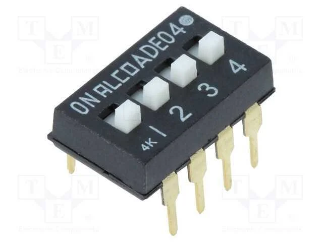 Interruptor: DIP-SWITCH, Quantidade de sec&ccedil;&otilde;es: 4.