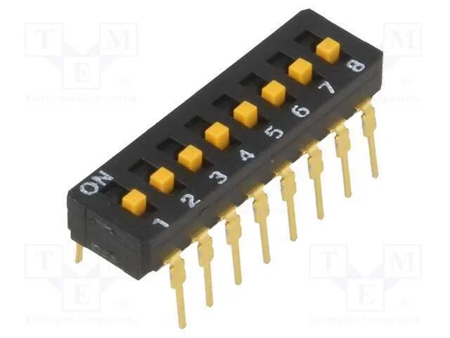 Interruptor: DIP-SWITCH, Quantidade de secções: 8.