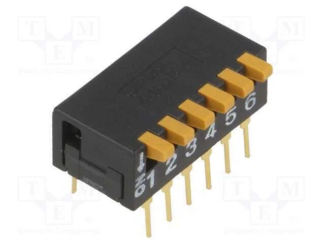 Interruptor: Dip-Switch, Quantidade de Secções: 6, On-Off, Pos: 2