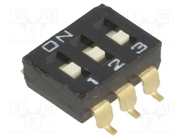 Interruptor: DIP-SWITCH, Quantidade de sec&ccedil;&otilde;es: 3.