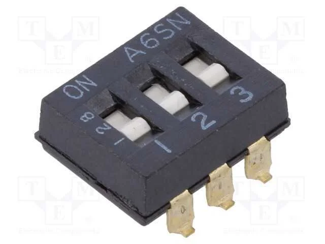 Interruptor: DIP-SWITCH, Quantidade de secções: 3.