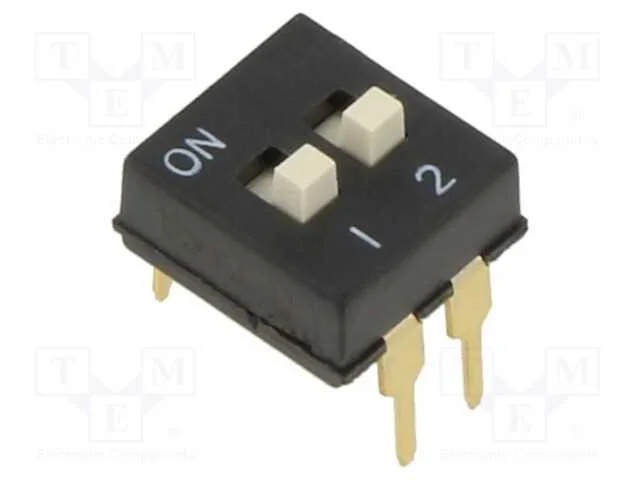 Interruptor: Dip-Switch, Quantidade de Secções: 2, On-Off, Pos: 2
