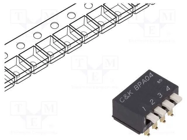 Interruptor: Dip-Switch, Quantidade de Secções: 4, Off-On, Pos: 2