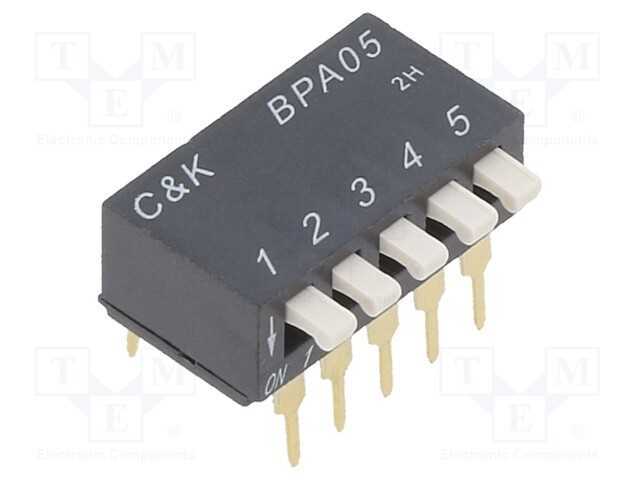 Interruptor: DIP-SWITCH, Quantidade de secções: 5.