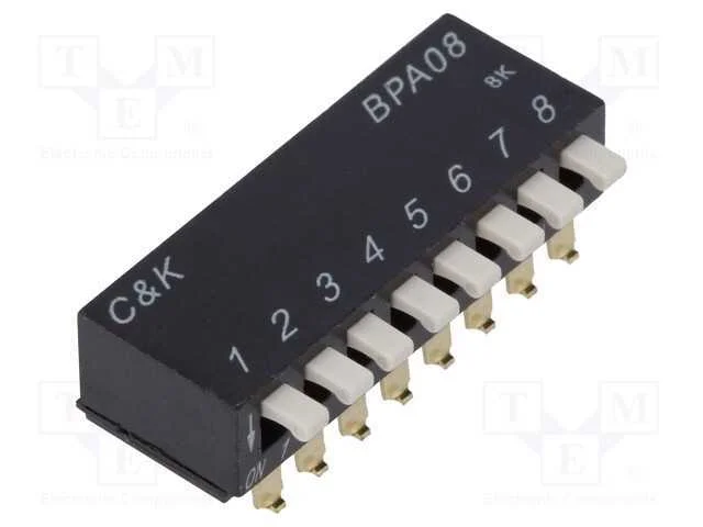 Interruptor: DIP-SWITCH, Quantidade de secções: 8.