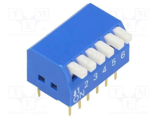 Interruptor: DIP-SWITCH, Quantidade de secções: 6.