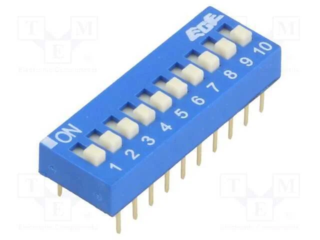 Interruptor: Dip-Switch, Quantidade de Secções: 10, On-Off, Pos: 2