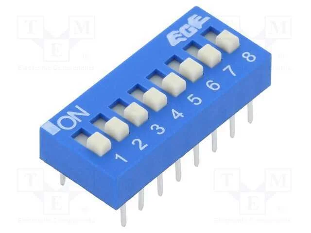 Interruptor: DIP-SWITCH, Quantidade de secções: 8.