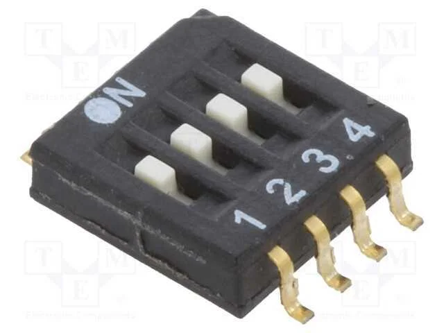 Interruptor: DIP-SWITCH, Quantidade de secções: 4.