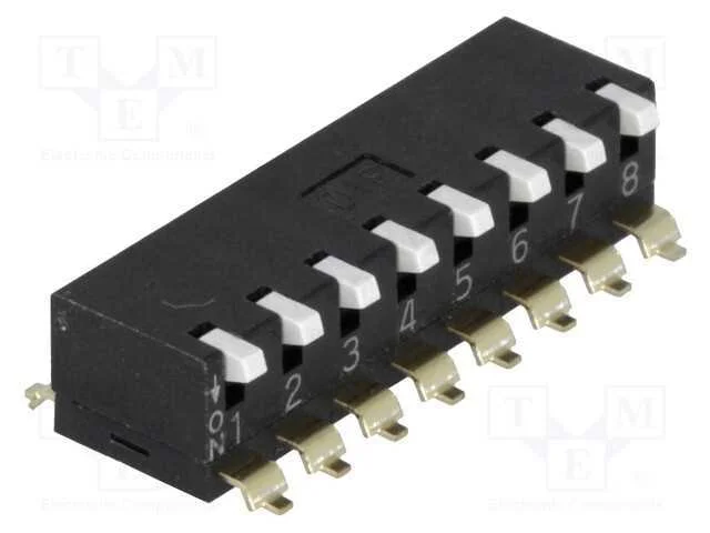 Interruptor: DIP-SWITCH, Quantidade de secções: 8.