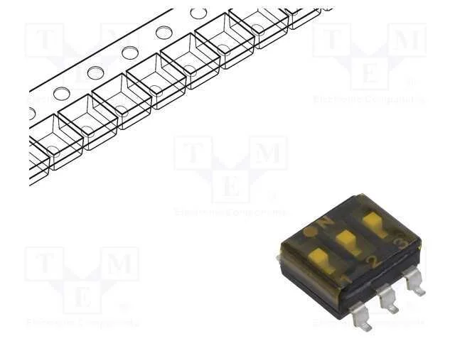 Interruptor: DIP-SWITCH, Quantidade de secções: 3.