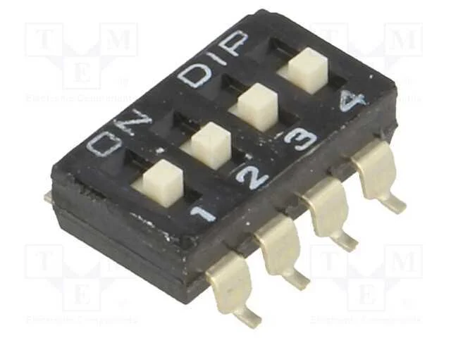 Interruptor: DIP-SWITCH, Quantidade de secções: 4.
