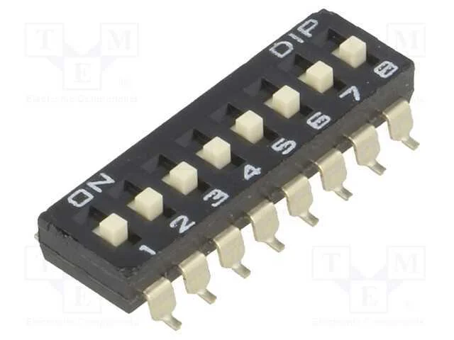 Interruptor: DIP-SWITCH, Quantidade de secções: 8.