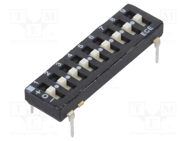 Interruptor: DIP-SWITCH, Quantidade de secções: 9.