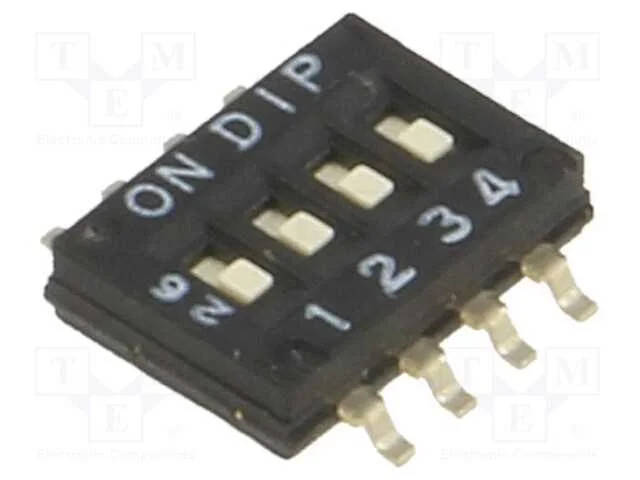 Interruptor: Dip-Switch, Quantidade de Secções: 4, On-Off, Pos: 2