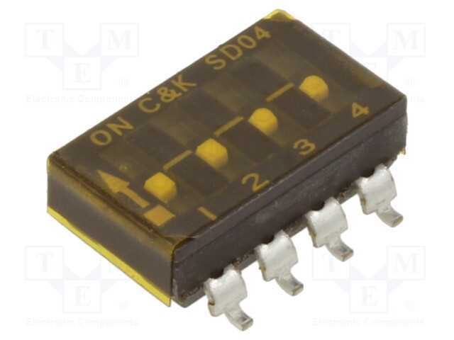 Interruptor: DIP-SWITCH, Quantidade de secções: 4.