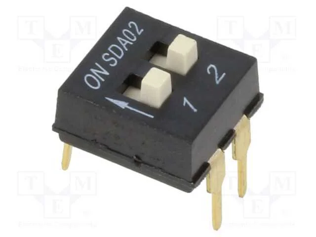 Interruptor: DIP-SWITCH, Quantidade de secções: 2.